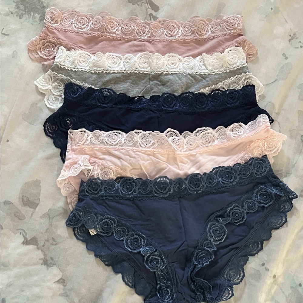 Laura Ashley Floral Lace Panty Collection - Navy, Pink, White, Gray